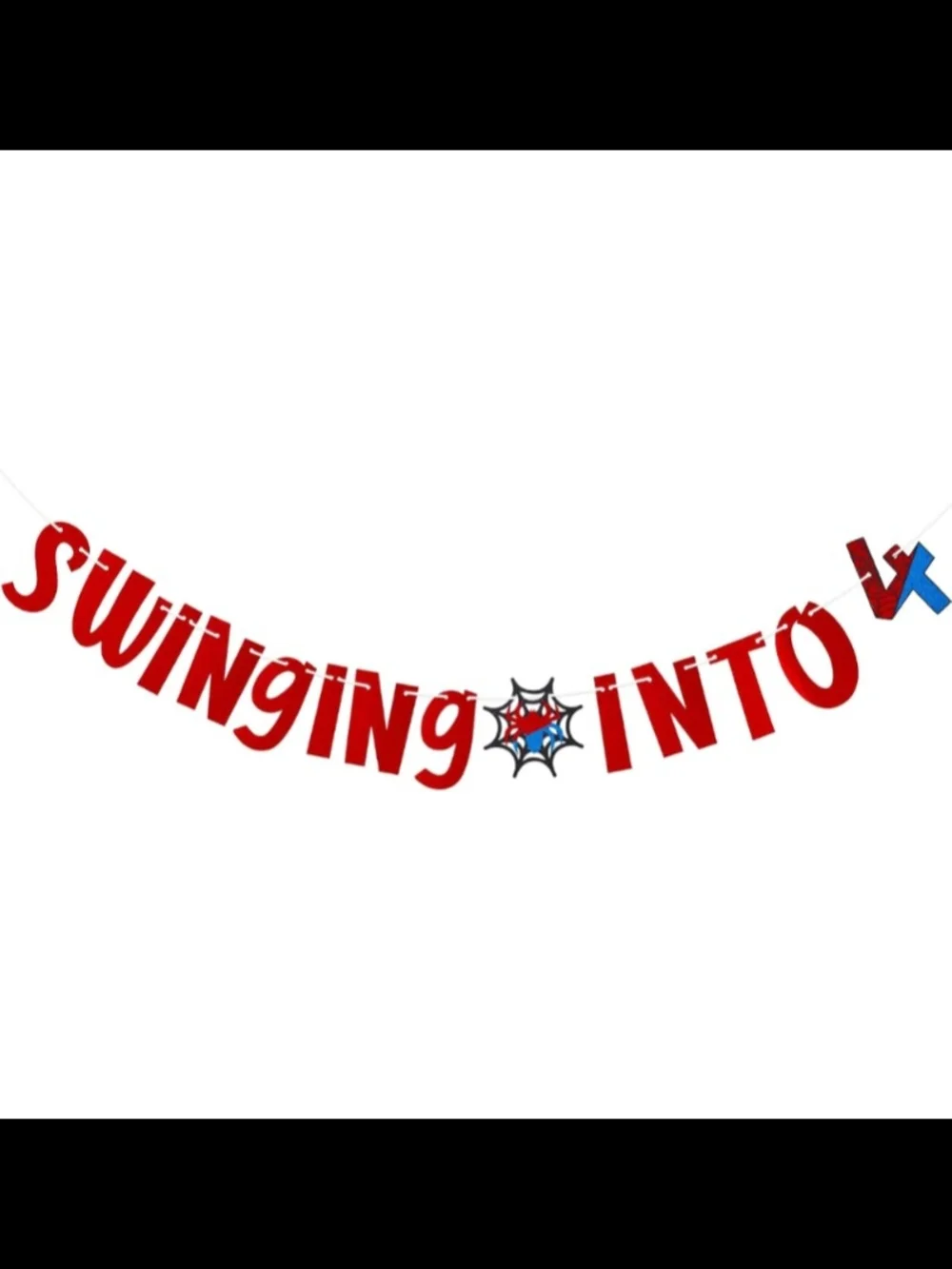 Spider Man Red 'Swinging Into' Party Banner - Decorative Hanging Garland